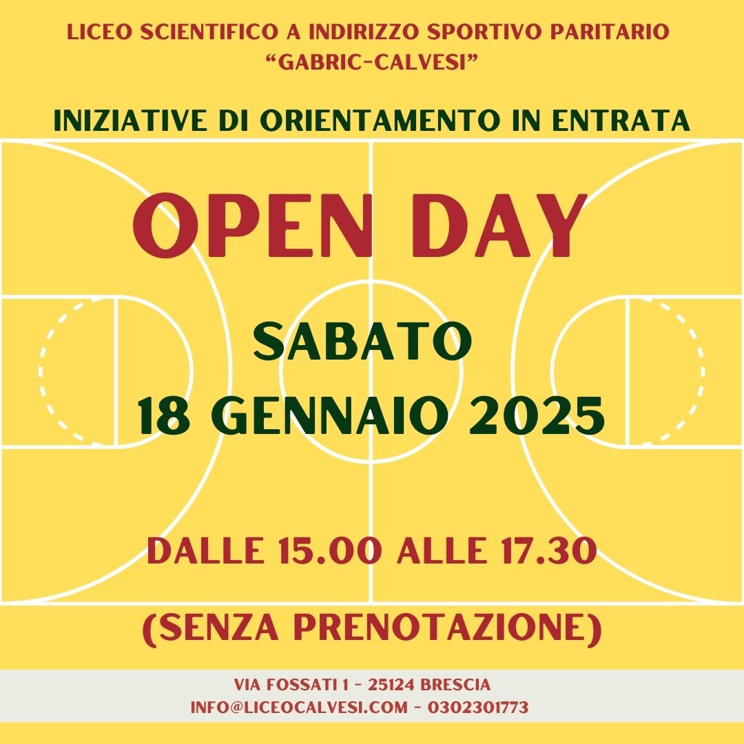 Open Day 18/01/2025